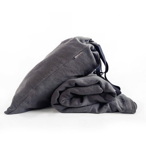 Thick Linen Blanket In Charcoal Grey - Small To Super King Sizes - Heavyweight Bed Throw - 380GSM 100% European Linen - Handmade In The UK