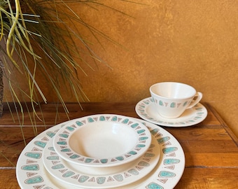 Vintage Minty MCM Metlox Navajo 5 Piece Dinnerware Place Set