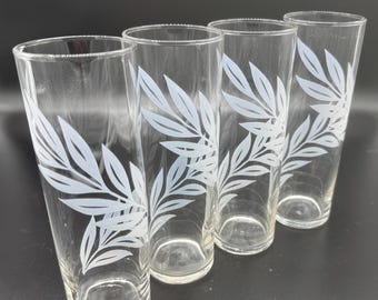 Ensemble de 4 gobelets vintage Libbey Frosted Leaf Tom Collins Cooler