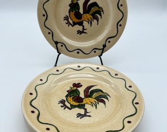 Metlox Poppytrail Provincial Green Rooster Bread Plates Set of 4