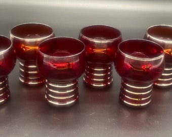6 Vintage Shaeffer Ruby Platinum 4oz Flat Tumbler by Imperial Glass