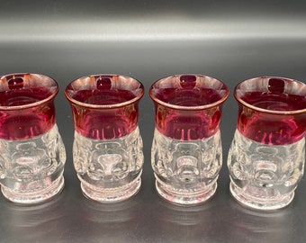 Vintage Tiffan King’s Crown Cranberry Flashed 4oz Juice Glasses