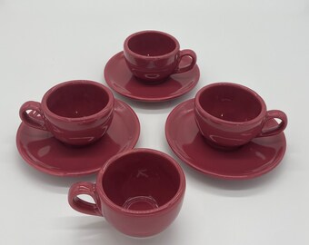 Vintage Bel Terr HENN Pottery BTC Cappacino Cups & Saucers Set of 7 pieces