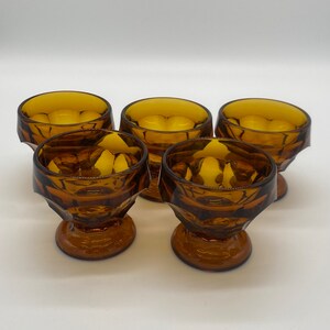 5 Vintage Viking Georgian Honeycomb Dark Amber Sherbet Champagne Glasses