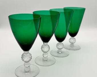 Set of 4 Vintage Golf Ball Stiegel Green by MORGANTOWN 9oz Water Goblets