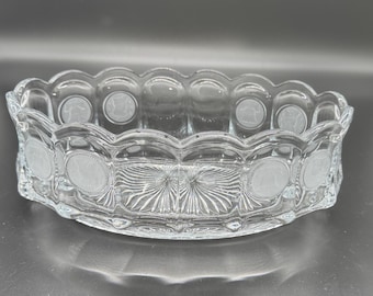 Elegant Vintage Fostoria Coin Glass 9” Oval Serving Decorative Bowl