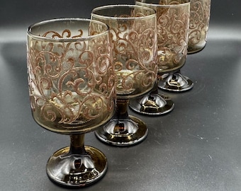 Vintage 1970’s Set of 4 Libbey Prado Water Goblets Glasses 5 7/8” Made in USA