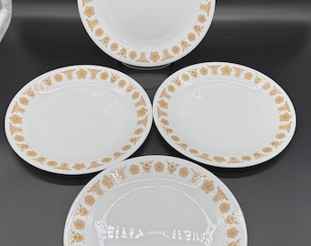 Set of 4 Vintage Corelle by Corning Butterfly Gold 8 1/2” Salad Plates Made in USA Nifty and Swiftie!
