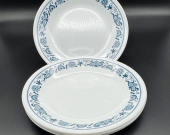 Vintage Set of 4 Corning Corelle Blue Onoin Old Town Blue Bread & Butter Plates