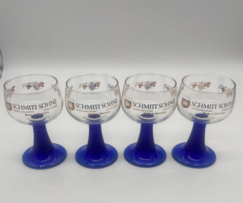 Set of 4 Vintage Schmitt Sohne Cobalt Blue Beehive Stem Wine Glasses - Etsy