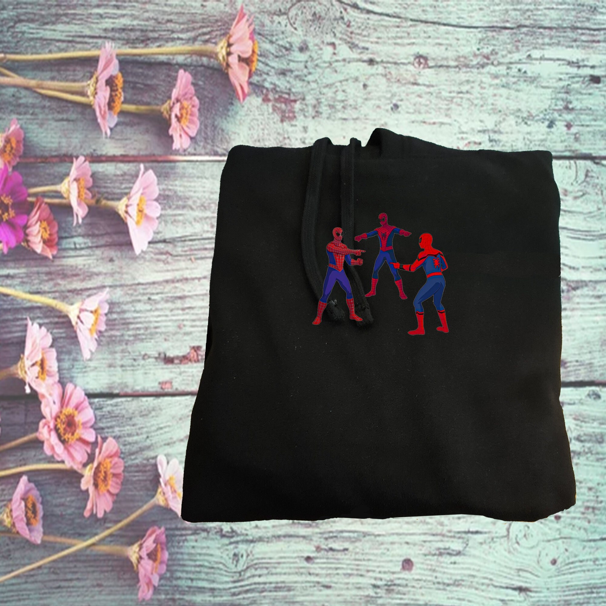 Embroidered Trio Spidey Unisex Adults Hoodie Sweatshirt