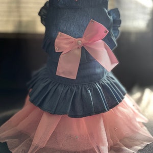 Pet Dress Jean w/ Pink Size Medium