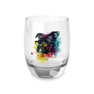 Designed Whiskey Glass with Colorful Dog