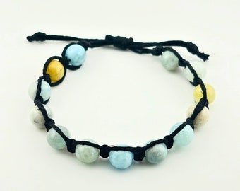 March Birthstone Bracelet - Aquamarine Stone for Healing & Protection, Dainty Energy Crystal Jewelry