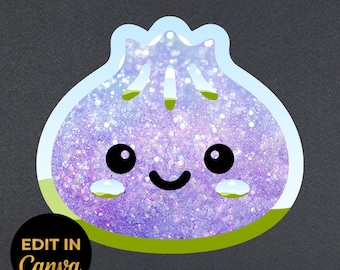 Kawaii knoedels canvas frame 16 schattige dim sum canvas sjablonen drag & drop glitter knoedel frames bewerkbare kawaii bao broodje eten clipart