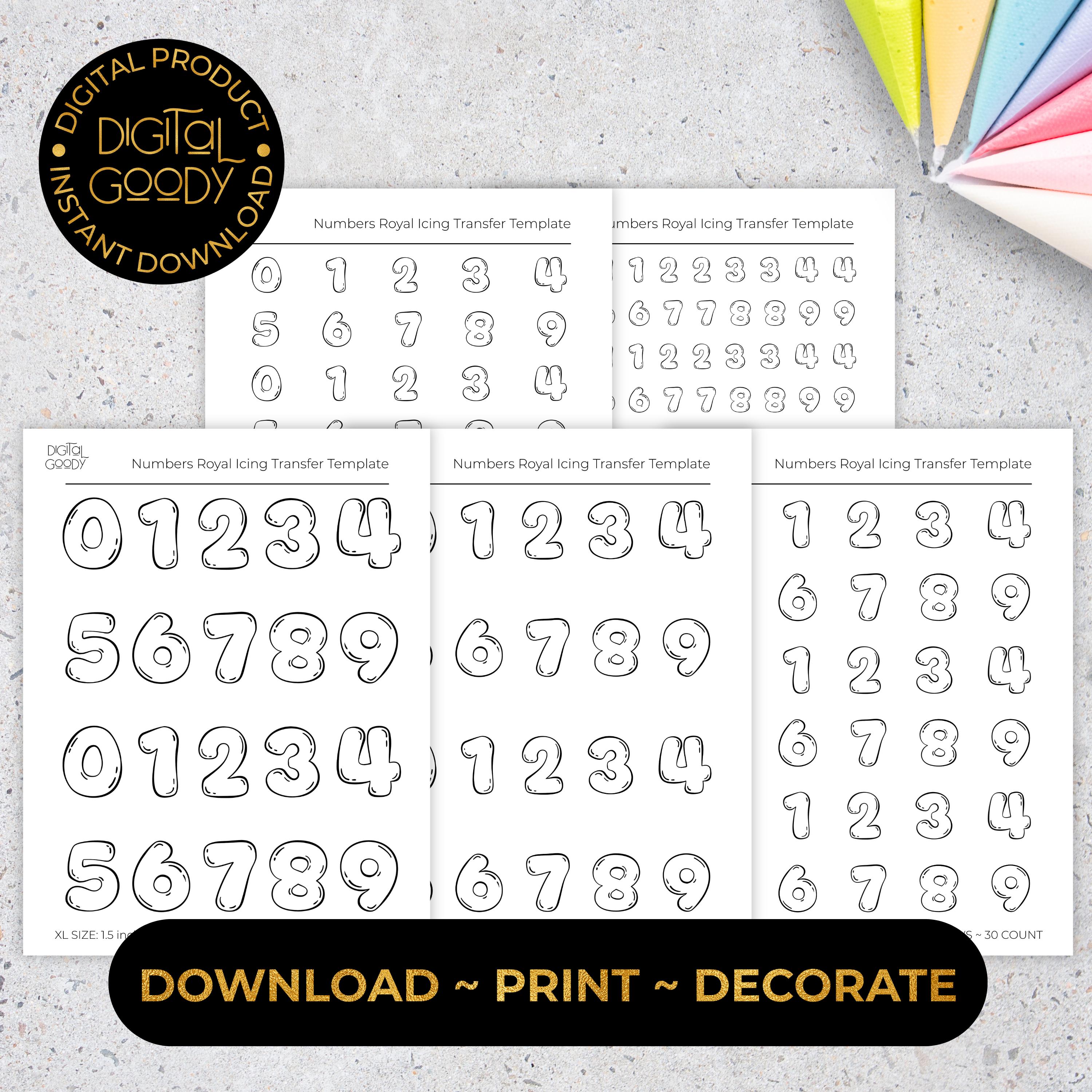Numbers Royal Icing Transfer Sheets Printable Balloon Number Template ...