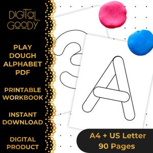 Printable Play Dough Mats for Alphabet & Numbers | Tactile Sensory Tracing Pages | Homeschool Busy Book Preschool Kindergarten PDF Download