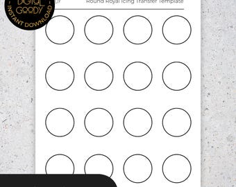 Fogli di trasferimento per glassa reale circolare, modello stampabile per decorare biscotti, granelli commestibili, topper per torta di macaron, download PDF