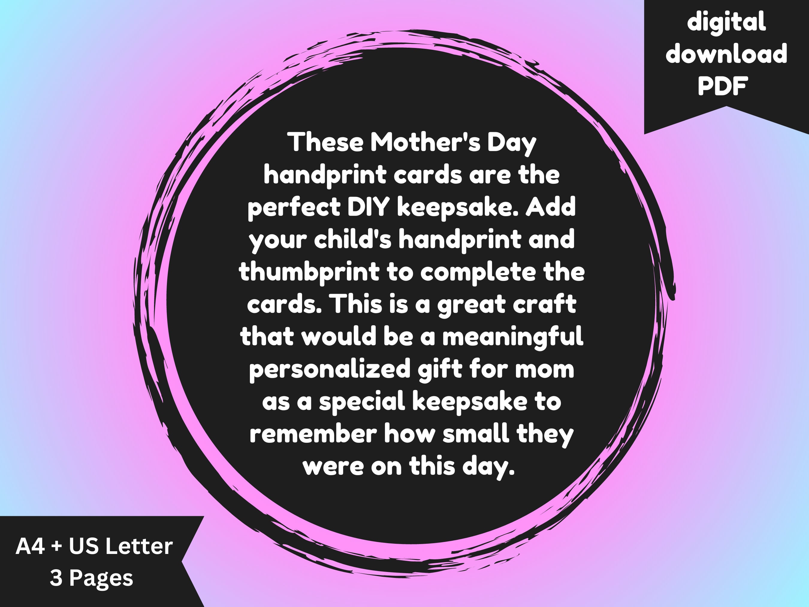 Mother's Day Handprint Fingerprint Craft Card Handprint Art ...