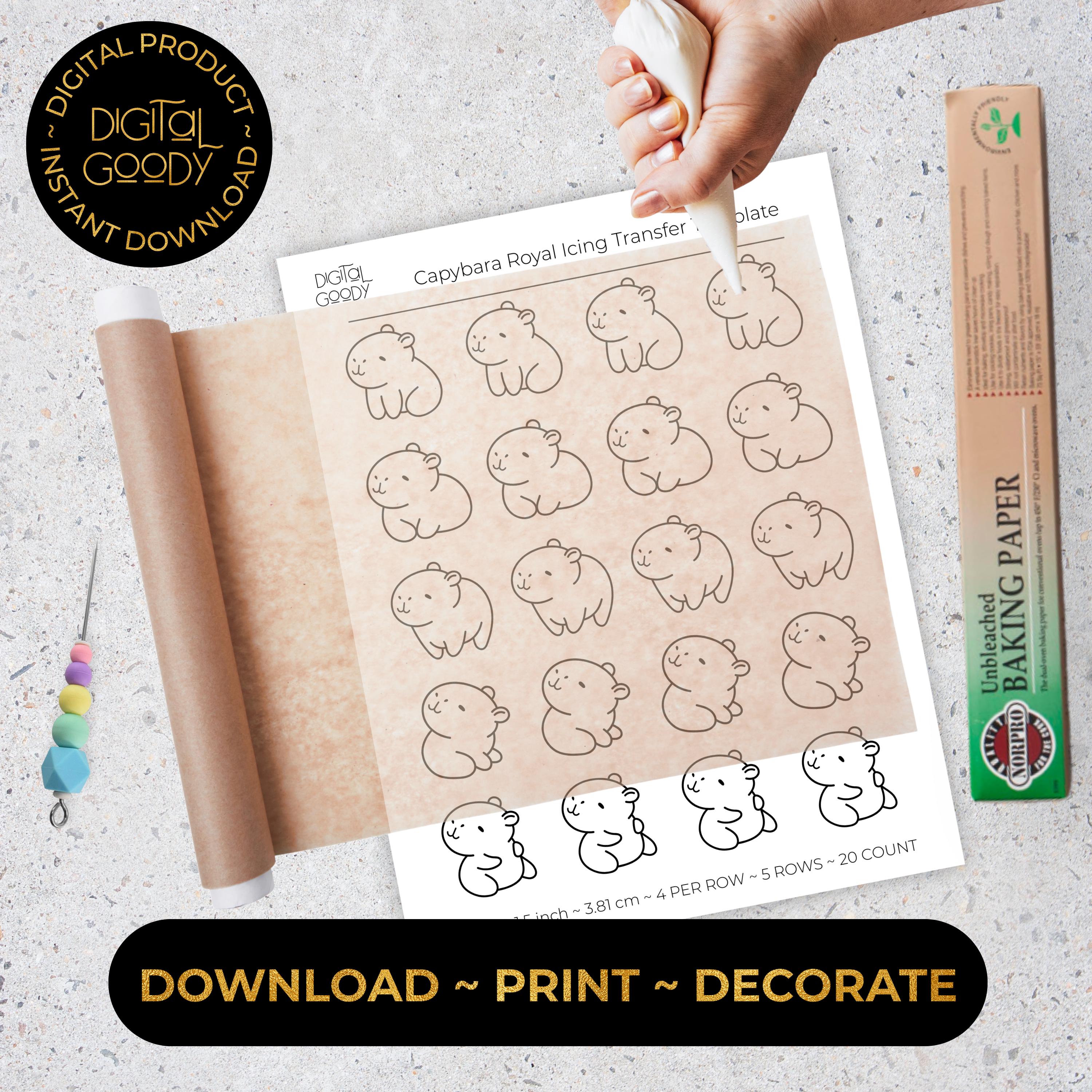 Capybara Royal Icing Transfer Sheets Printable Capy Icing Template ...