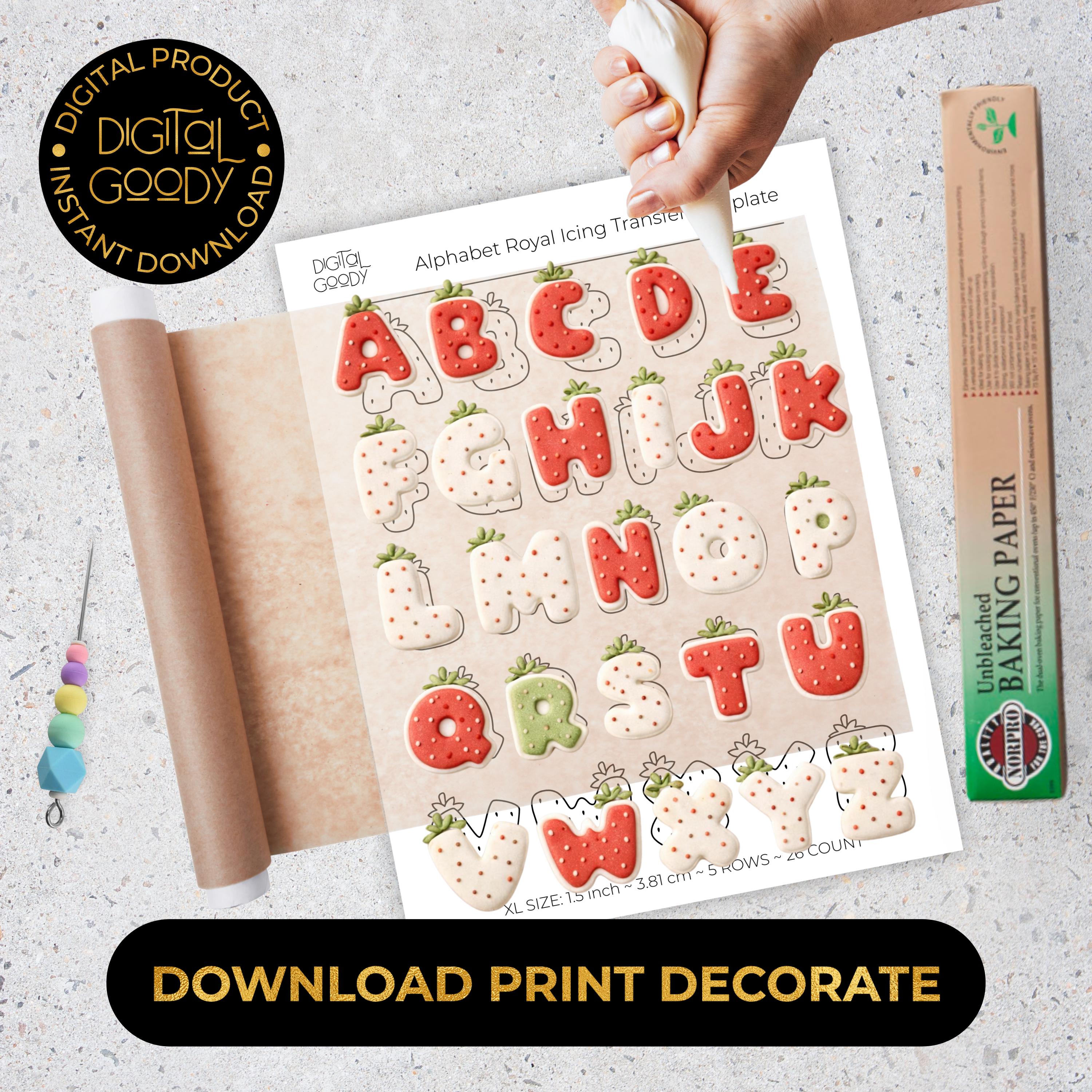 Alphabet Royal Icing Transfer Sheets Printable Strawberry Letters ...