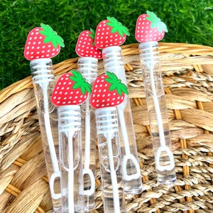 Strawberry bubble wand,strawberry birthday party favors, Bubble wands, berry 1st  party,strawberry.