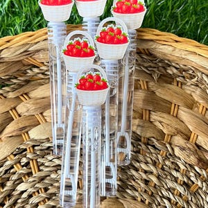basket of strawberries bubble wands,strawberry birthday party favors,berry 1st  party,strawberry Birthday,strawberry short cake.
