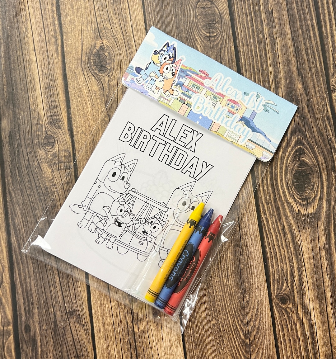 Bluey Party Favors, Mini Coloring Pages With Crayons, Kids Party - Etsy UK