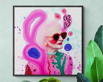 Portrait Pink Woman Print for Feminine Wall Decor in Modern Spaces #11