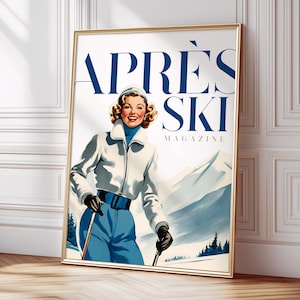 Après-ski poster, ski prints vintage, retro stijl print, vintage ski poster, retro ski poster, bar kar decor, trendy kunst aan de muur
