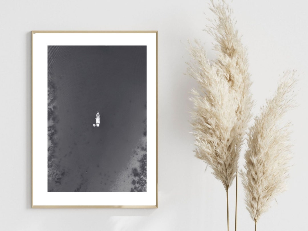 Black and White Yacht Ocean Print Yacht Print Grey Wall Art Etsy