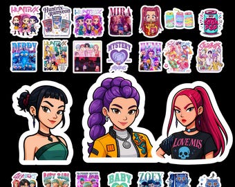 100+ Kpop Demon Hunter Sticker Bundle, Sa-ja Boy Png Stickers, Huntrix Png Sticker Pack, Saja Girls Stickers, Kpop Printable Stickers