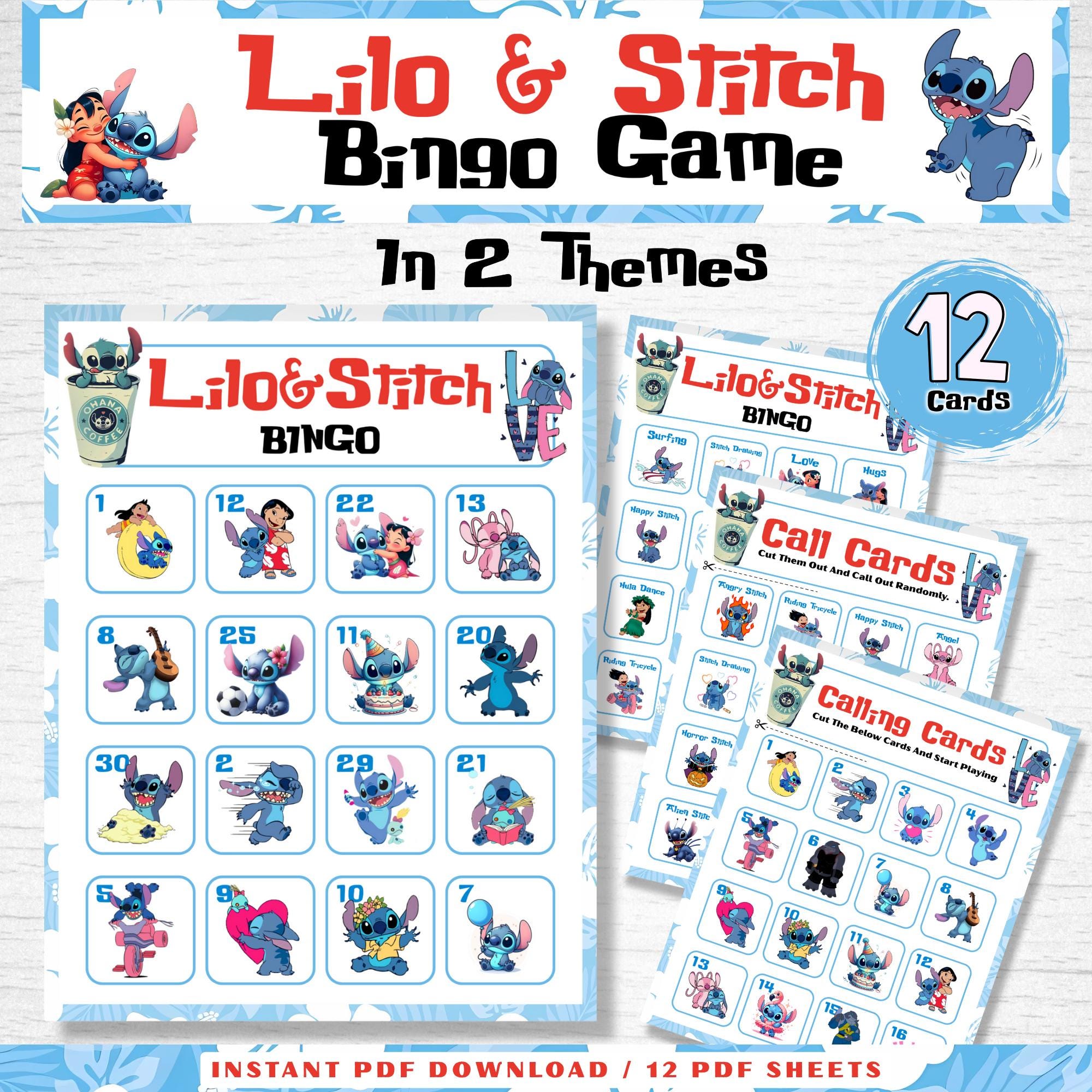 Lilo and Stitch Bingo Game, 2 Different Bingo Game Themes, Stitch ...