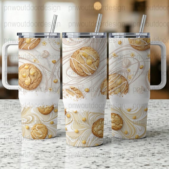 White Chocolate Macadamia Cookie Tumbler Wrap: Seamless 40oz
