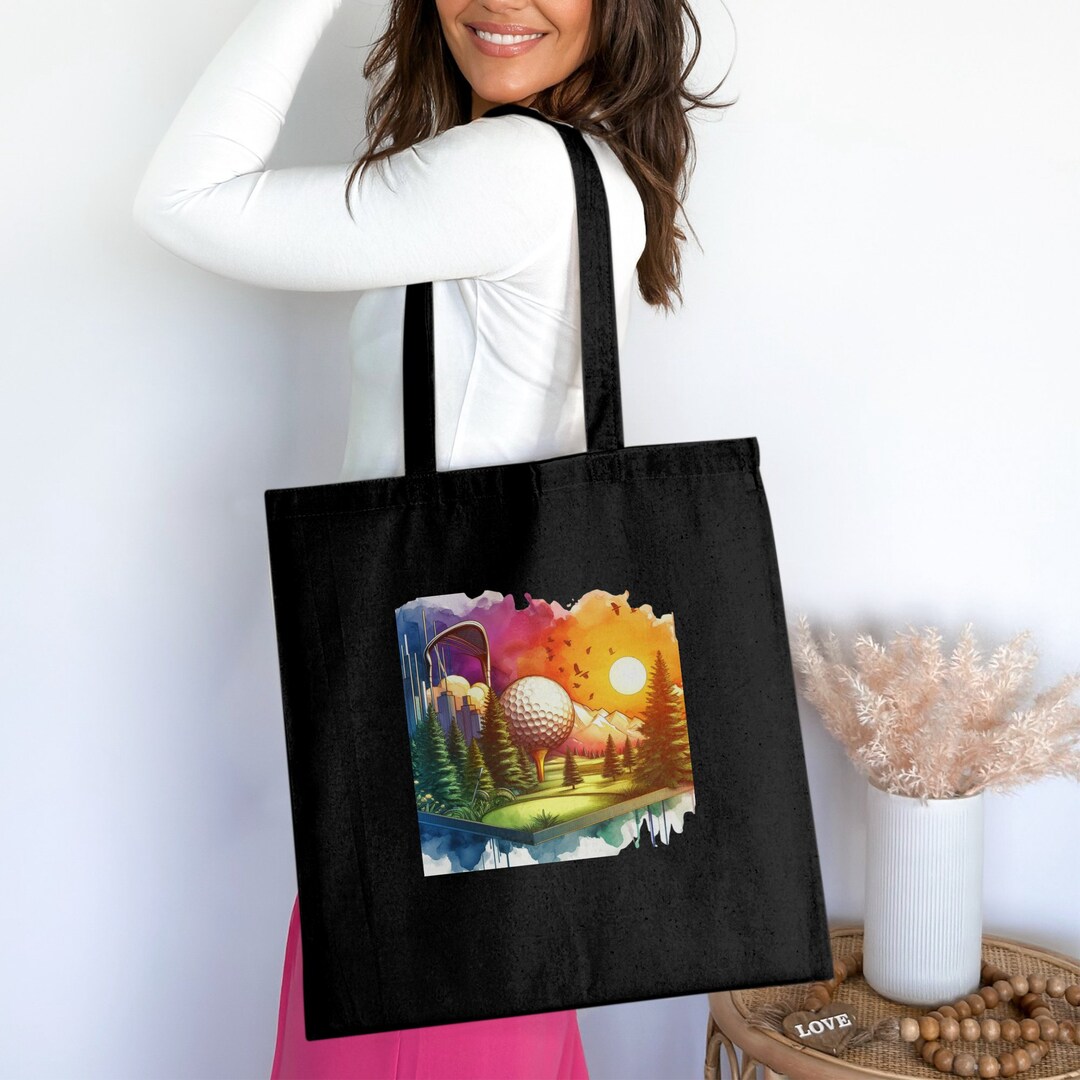 Golf Pattern Print Leather Tote Bag main image 0