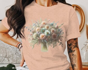 Customizable Floral Bouquet on Mug, Tote, T-Shirt, and V-neck, Personalized Gift Ideas, Perfect Mothers Day Gift Idea, Custom Birthday Gift