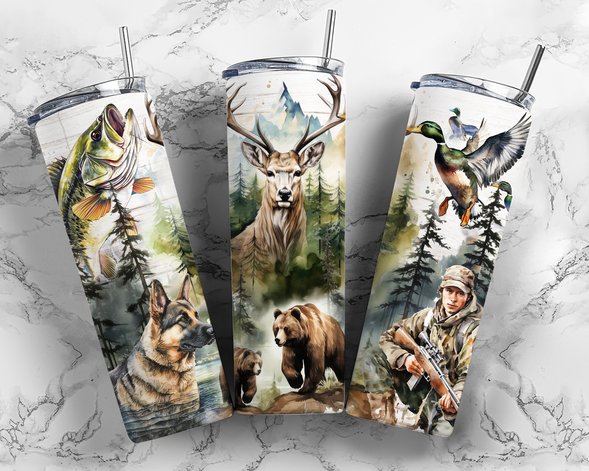 Mens Male Hunting 20oz Skinny Seamless Tumbler Wrap PNG Sublimation ...