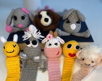 Handmade Crocheted Stuffed Animal Bookmark - Cute and Functional.