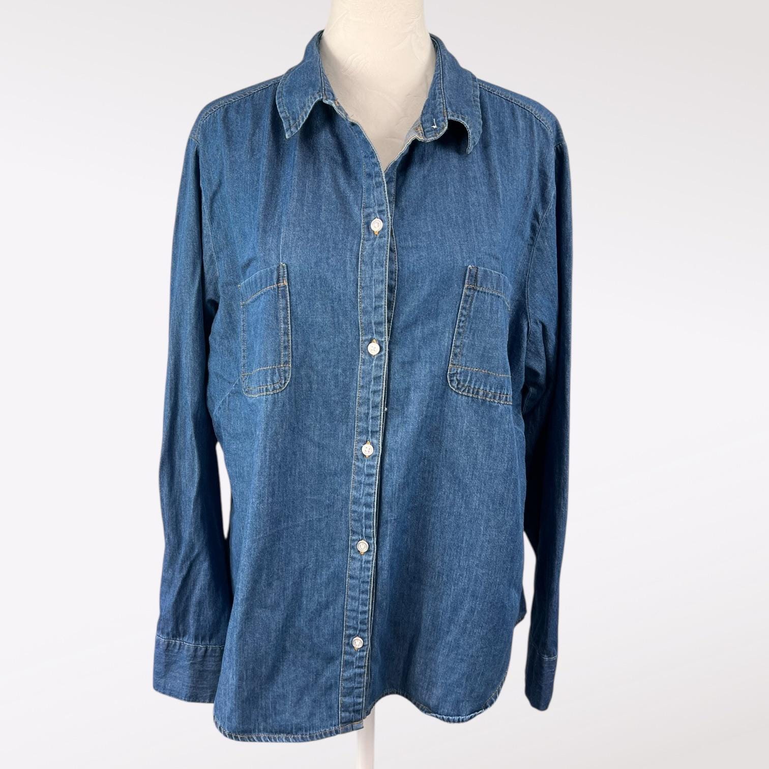 Vintage 90s Denim Shirt Xl - Etsy