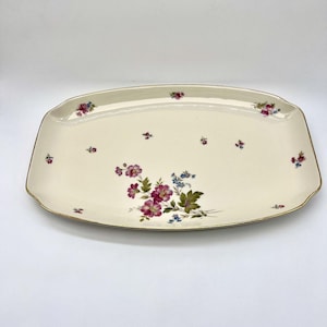 VTG Rosenthal Primrose Porcelain Floral Serving Platter Ivory Gold Trim Germany