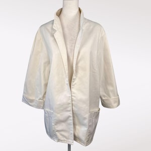 Vintage Saison-Karte Öffnen-Front-Jacke Relaxed Fit Baumwollmischung Größe Medium