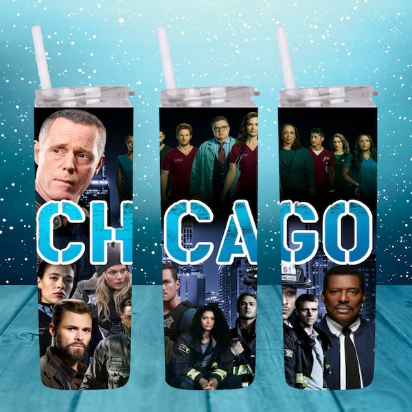 20oz Chicago PD,MED y Fire mashup vaso digital PNG Descargar Diseño Sublimación Wrap