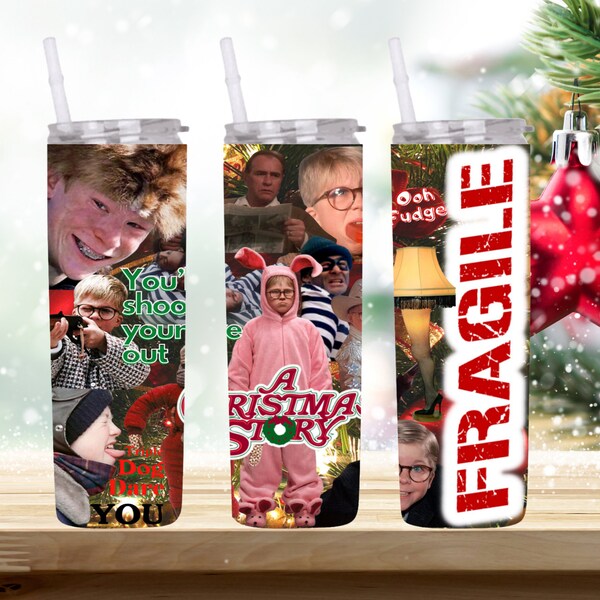 20oz Christmas Story holiday tumbler digital PNG Download Design Sublimation Wrap