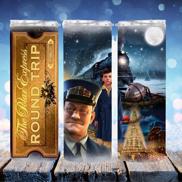 20oz The Polar Express Christmas Movie tumbler digital PNG Download Design Sublimation Wrap