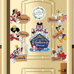Personalized All Characters Disney Birthday Cruise Magnet, Mickey and Friends Family Birthday Cruise Ship Stateroom Door, Birthday Boy/Girl