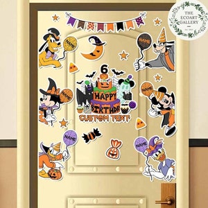 Personalized  Mickey and Friends Disney Halloween Magnet, Disney Family Halloween Birthday Cake Cruise Door Magnet, Halloween Party 2023