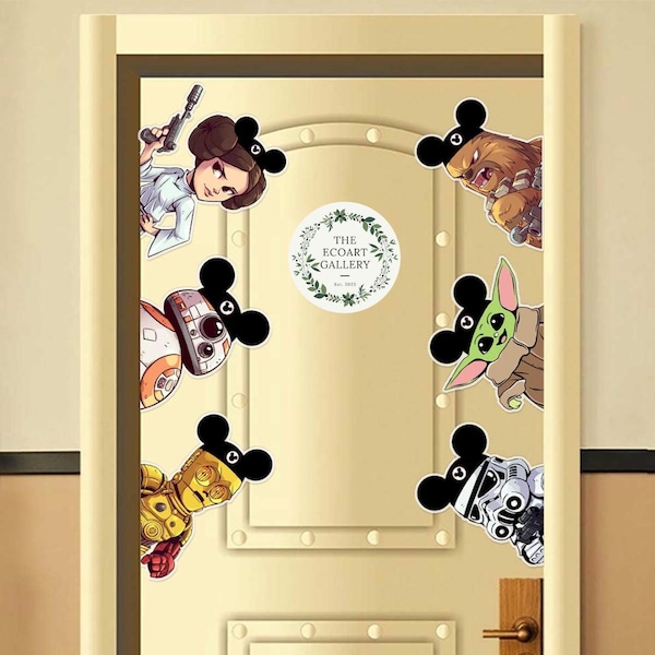 Mickey Ears Disney Star Wars Character Inspired Magnets For Cruise Ship Stateroom Doors, Galaxy's Edge Group Cruise Door Decor, Disney Trip