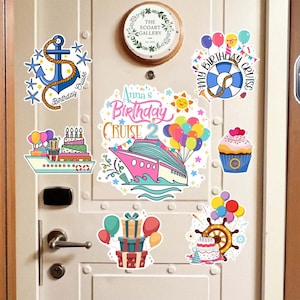 Personalized Birthday Cruise Magnet, Birthday Cake Balloons Inspired Cruise Door Magnet, Birthday Decoration, Birthday Boy, Birthday Girl