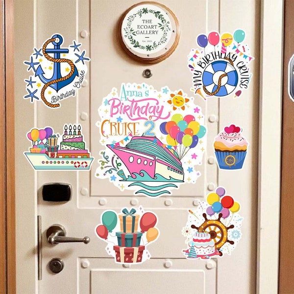 Personalized Birthday Cruise Magnet, Birthday Cake Balloons Inspired Cruise Door Magnet, Birthday Decoration, Birthday Boy, Birthday Girl