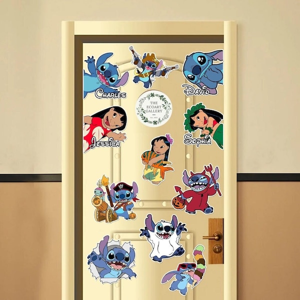 Disney Lilo & Stitch Inspired Magnet, Funny Disney Stitch Pirates Cruise Ship Stateroom Door, Lilo Magnets, Disney Family Halloween Magnet